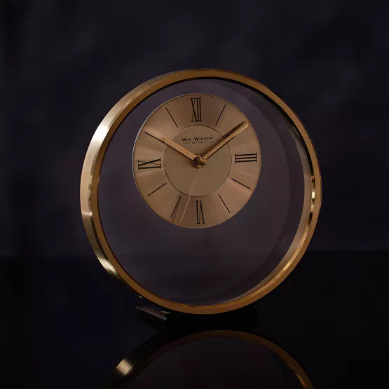WM.Widdop. Round Gold Mantel Clock *NEW* - timeframedclocks