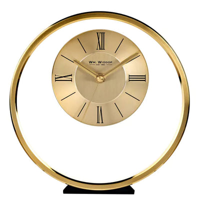 WM.Widdop. Round Gold Mantel Clock *NEW* - timeframedclocks