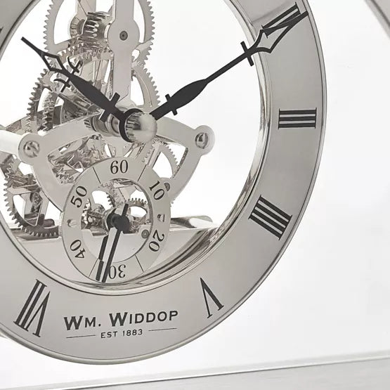 WM.Widdop. Silver Arch Skeleton Mantel Clock *NEW* - timeframedclocks