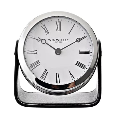 WM.Widdop. Silver Mantel Clock On Stand *NEW* - timeframedclocks