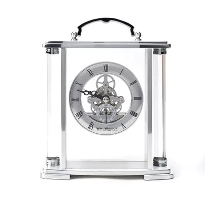 WM.Widdop. Silver Skeleton Mantel Clock *NEW* - timeframedclocks