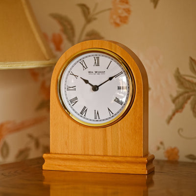 WM.Widdop. Wooden Arched Mantel Clock *NEW* - timeframedclocks