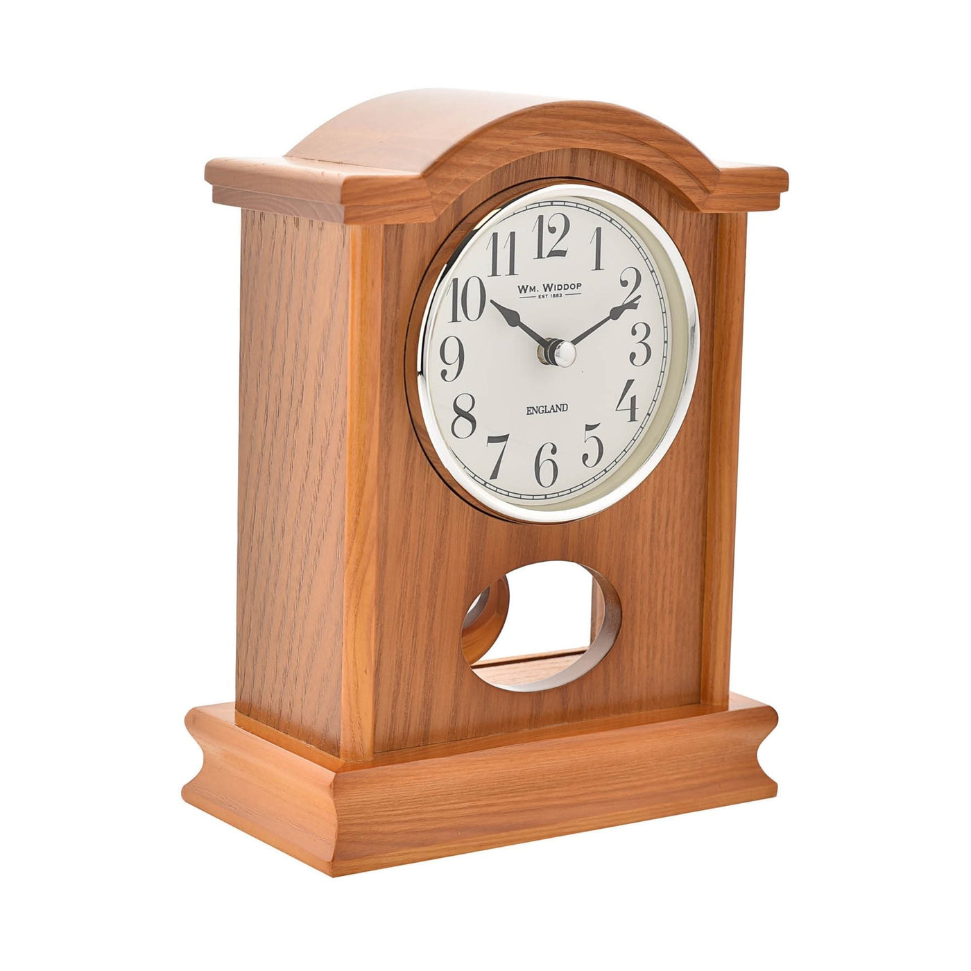WM.Widdop. Wooden Broken Arch Mantel Clock *NEW* - timeframedclocks