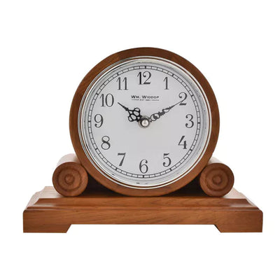 WM.Widdop. Wooden Double Scroll Barrel Mantel Clock - timeframedclocks