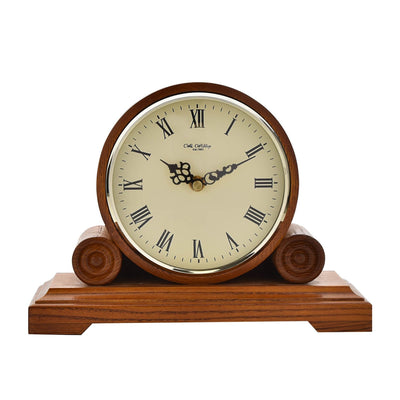 WM.Widdop. Wooden Double Scroll Barrel Mantel Clock *NEW STOCK DUE MARCH* - timeframedclocks