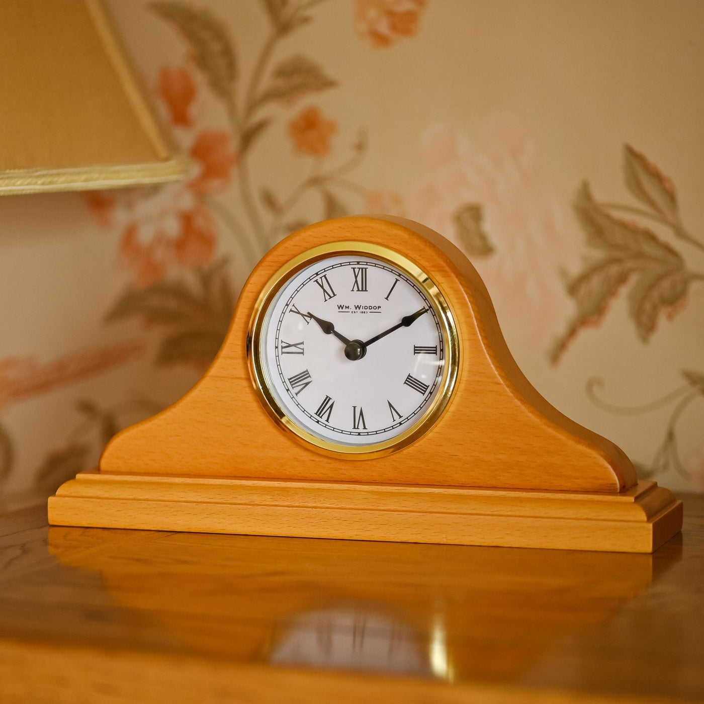 WM.Widdop. Wooden Napoleon Mantel Clock *NEW* - timeframedclocks