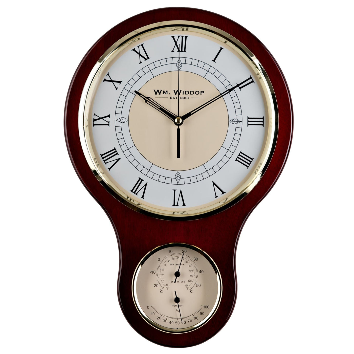WM.Widdop Wooden Wall Clock Thermometer & Hygrometer *STOCK DUE MARCH* - timeframedclocks