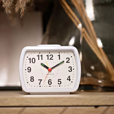 WM.Widdop® Bell Alarm Clock White Case - timeframedclocks