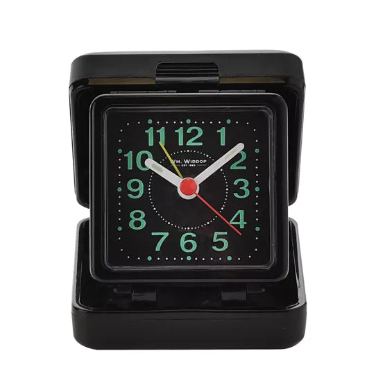 WM.Widdop® Travel Alarm Clock Black Case - timeframedclocks