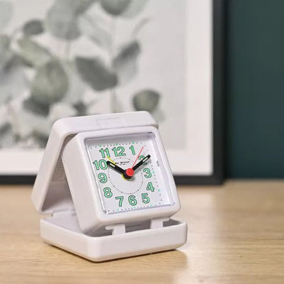 WM.Widdop® Travel Alarm Clock White Case - timeframedclocks