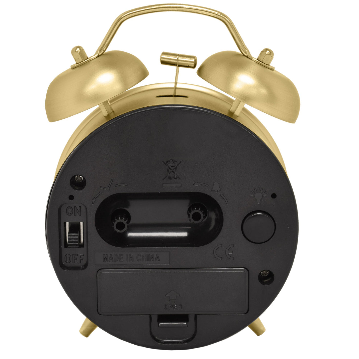 Acctim Aksel Twin Bell Alarm Clock Brushed Brass - timeframedclocks