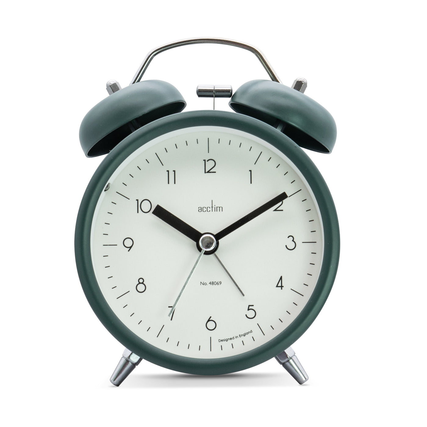 Acctim Aksel Twin Bell Alarm Clock Jungle Green - timeframedclocks