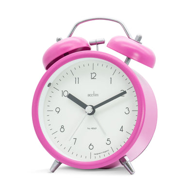Acctim Aksel Twin Bell Alarm Clock Villanelle Pink - timeframedclocks