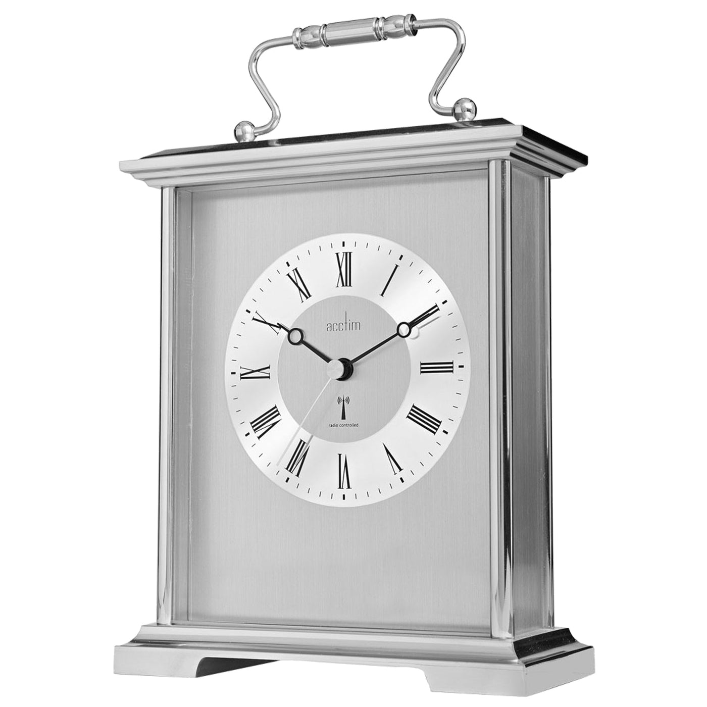 Acctim Althorp Radio Controlled Mantel Table Clock Brushed Chrome - timeframedclocks
