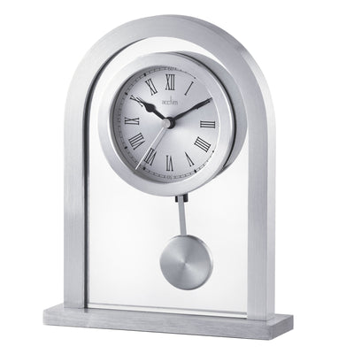 Acctim Bathgate Arched Pendulum Table Clock Silver - timeframedclocks