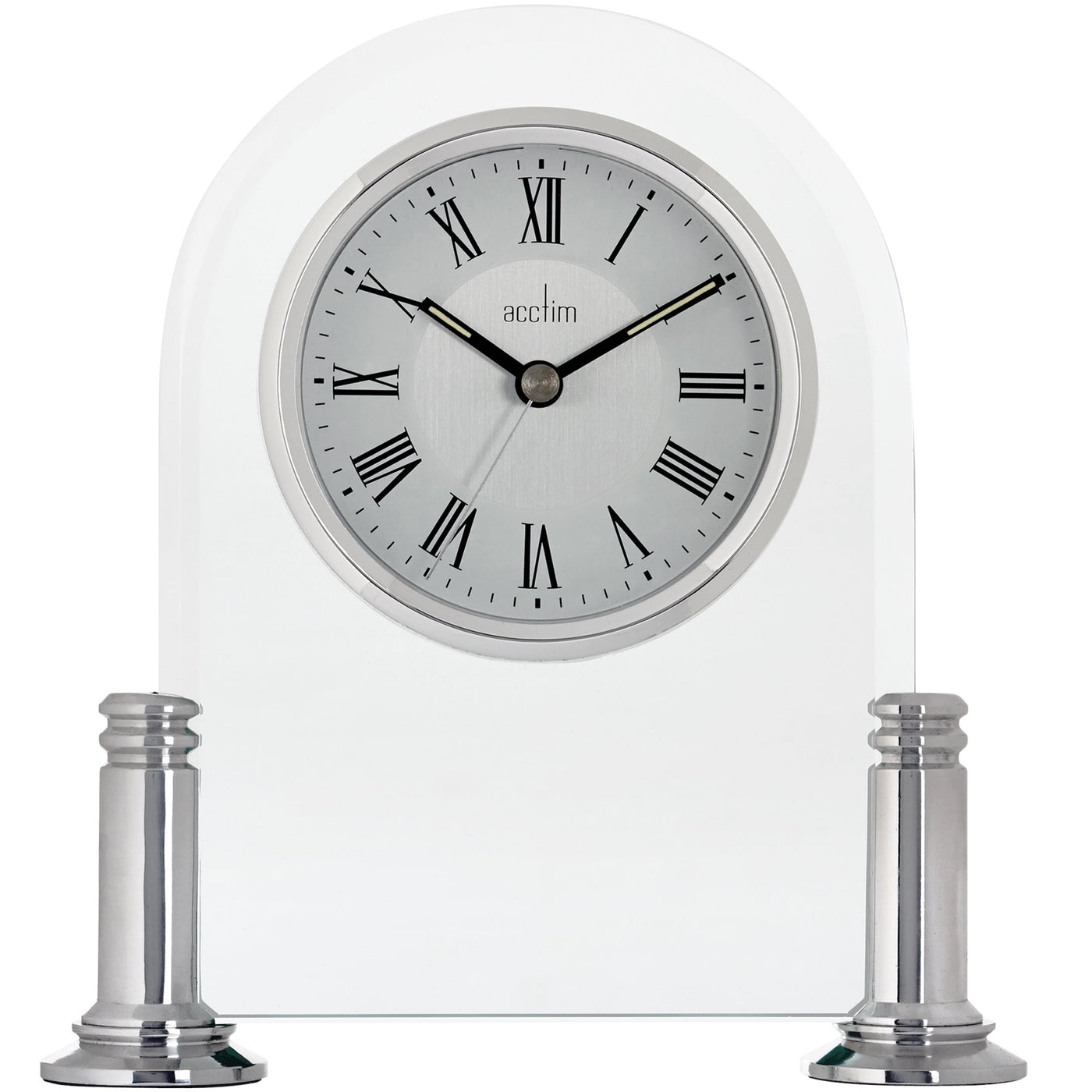 Acctim Bewdley Arched Mantle Clock Polished Silver - timeframedclocks