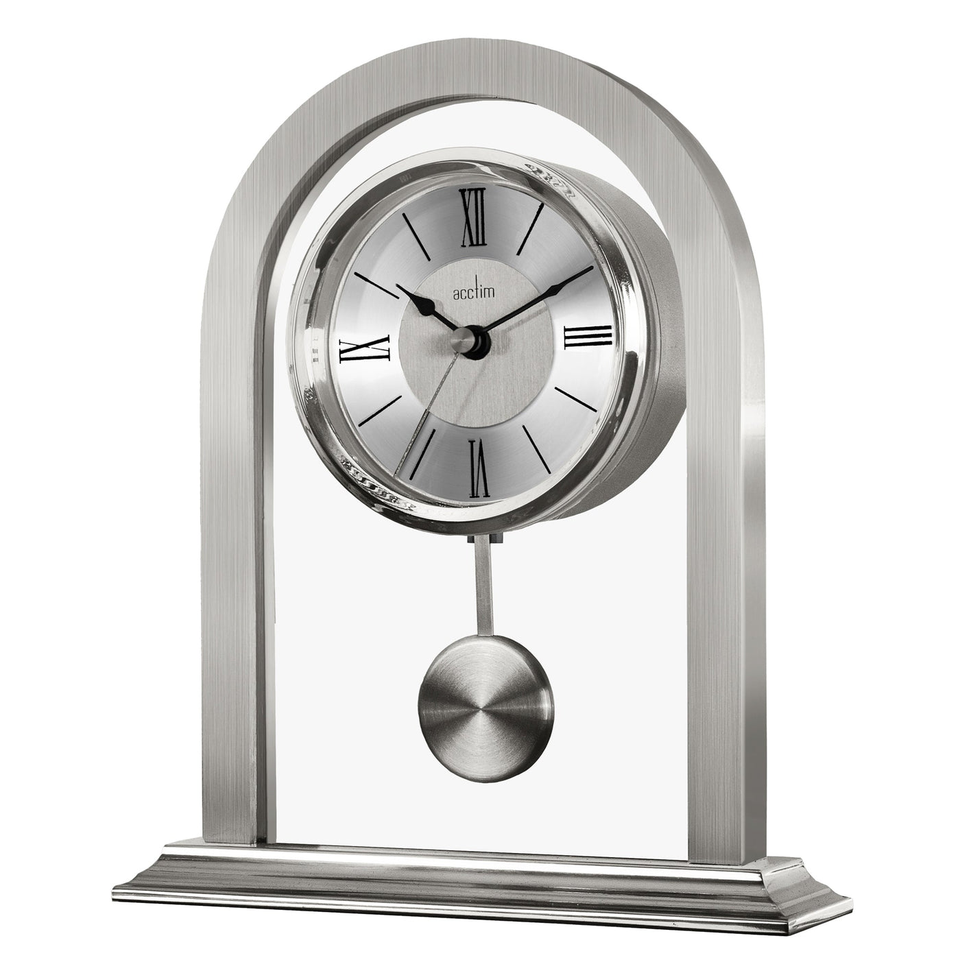 Acctim Colney Arched Pendulum Table Clock Silver - timeframedclocks