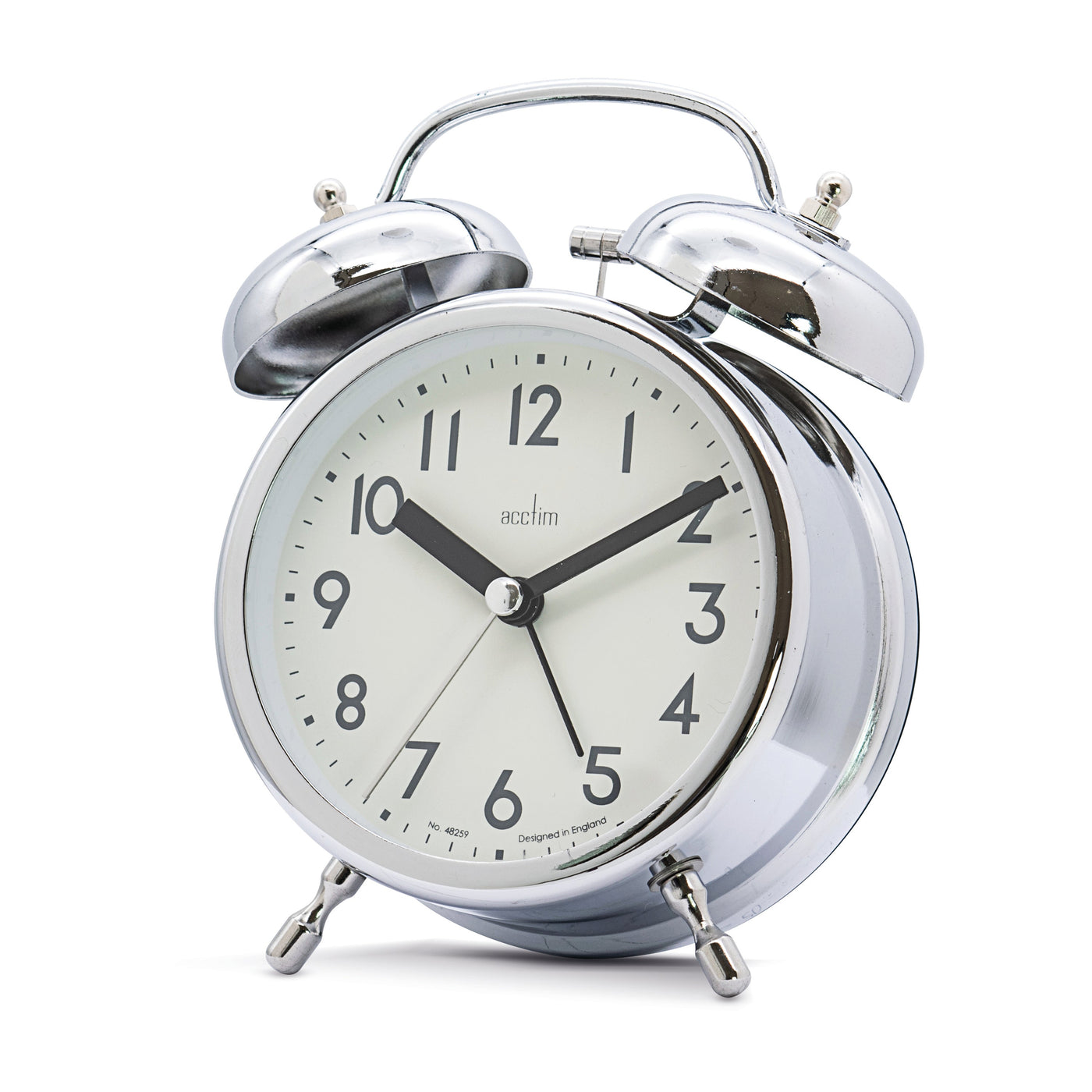 Acctim Hardwick Twin Bell Alarm Clock Chrome - timeframedclocks