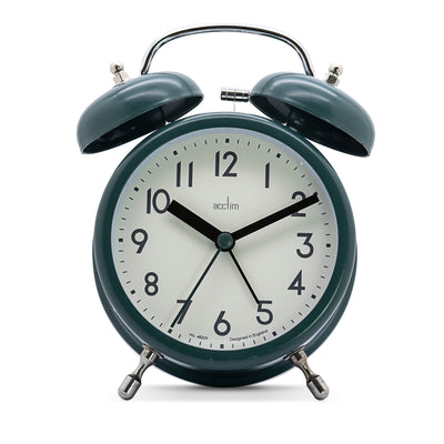 Acctim Hardwick Twin Bell Alarm Clock Lotus Green - timeframedclocks