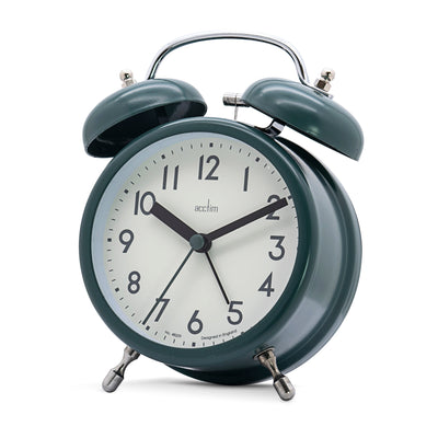 Acctim Hardwick Twin Bell Alarm Clock Lotus Green - timeframedclocks