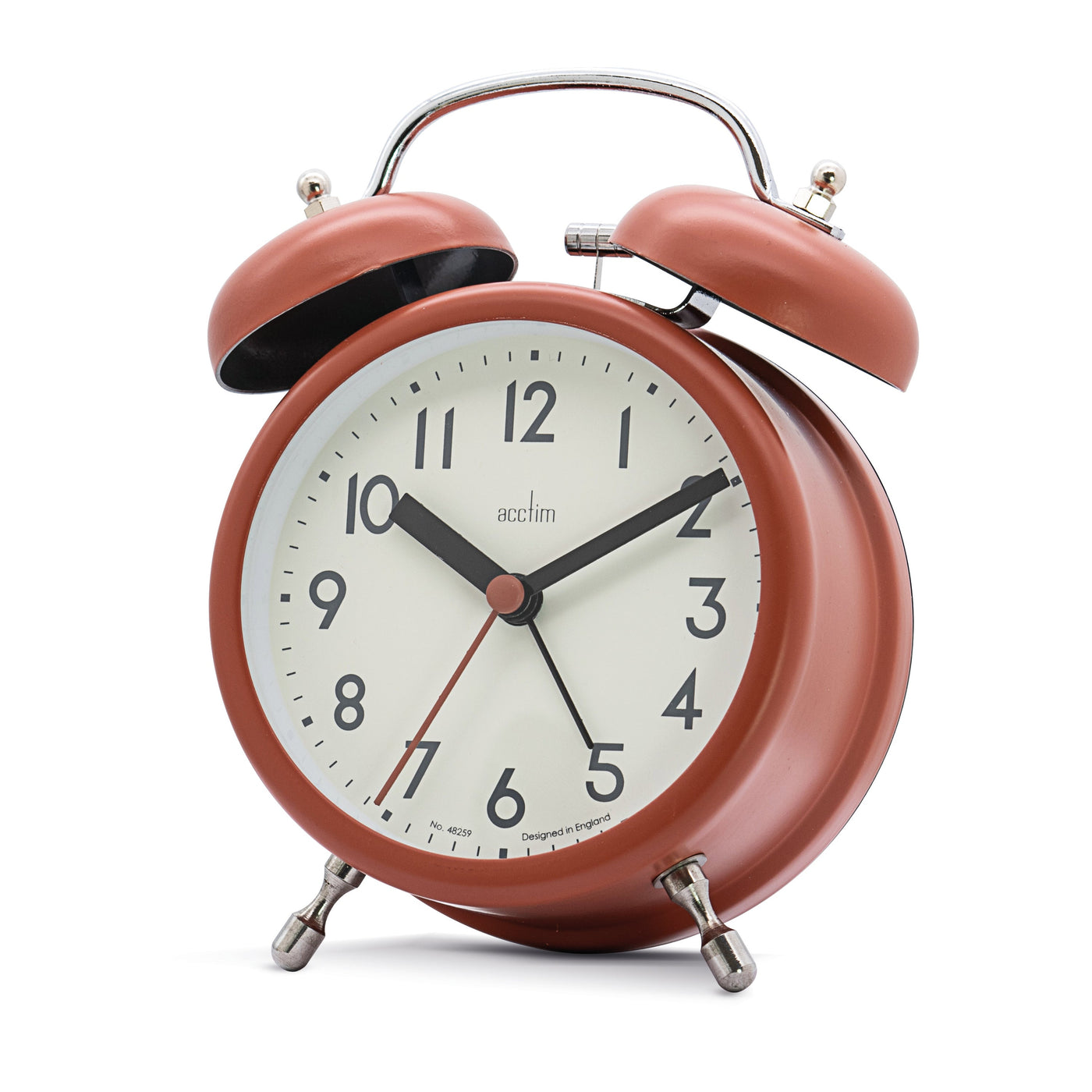 Acctim Hardwick Twin Bell Alarm Clock Soft Coral - timeframedclocks