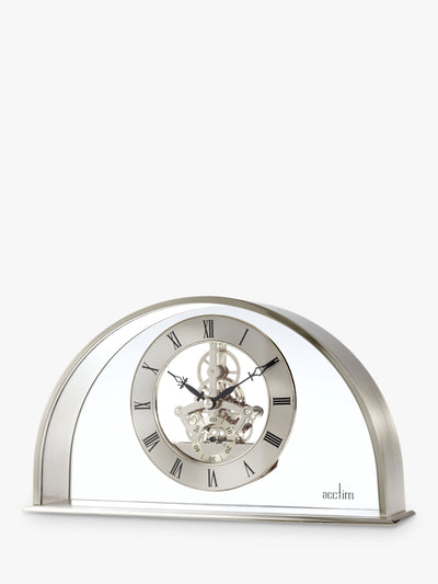 Acctim Hughenden Table Clock Brushed Chrome Silver - timeframedclocks