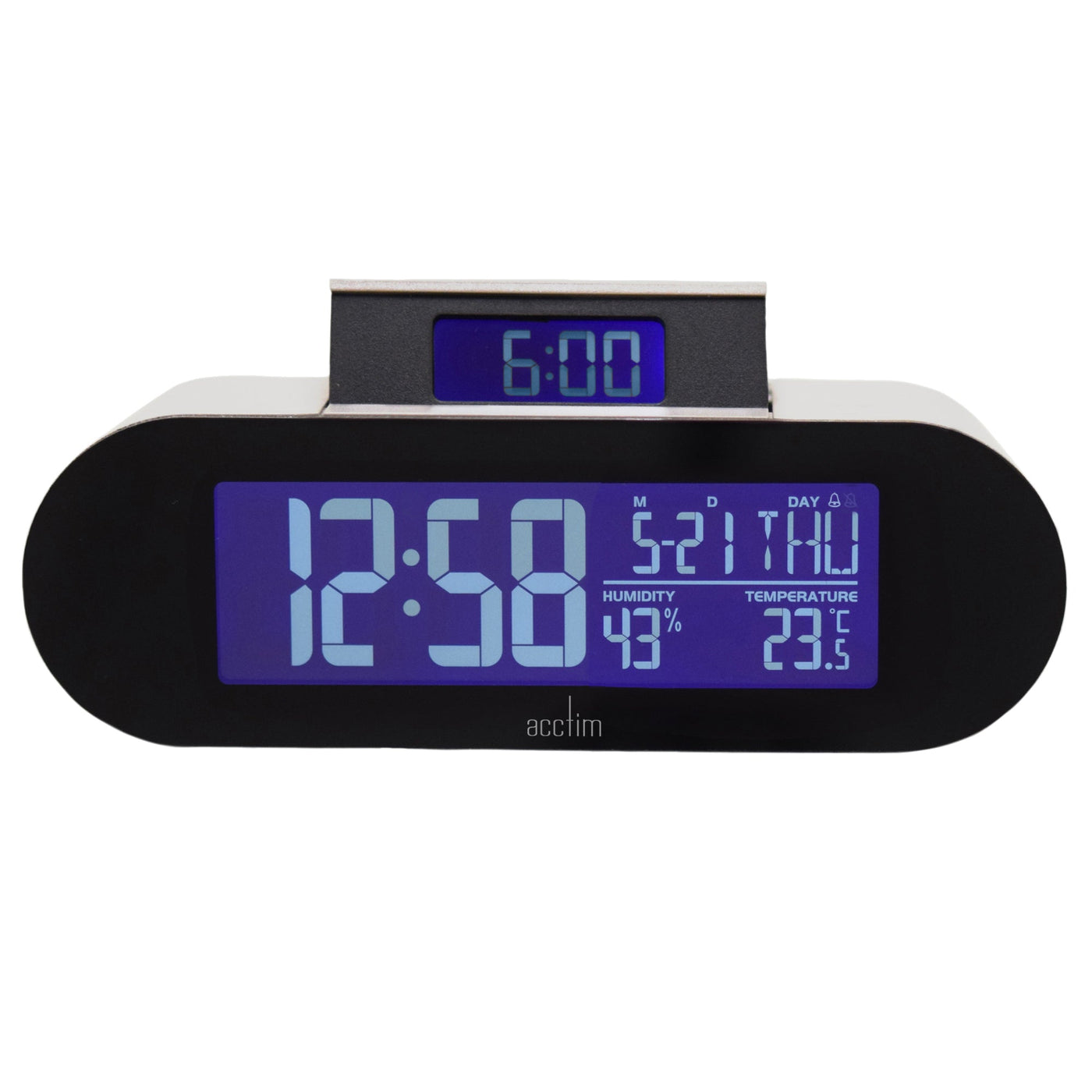 Acctim Kian LCD HUD Alarm Clock Matt White - timeframedclocks