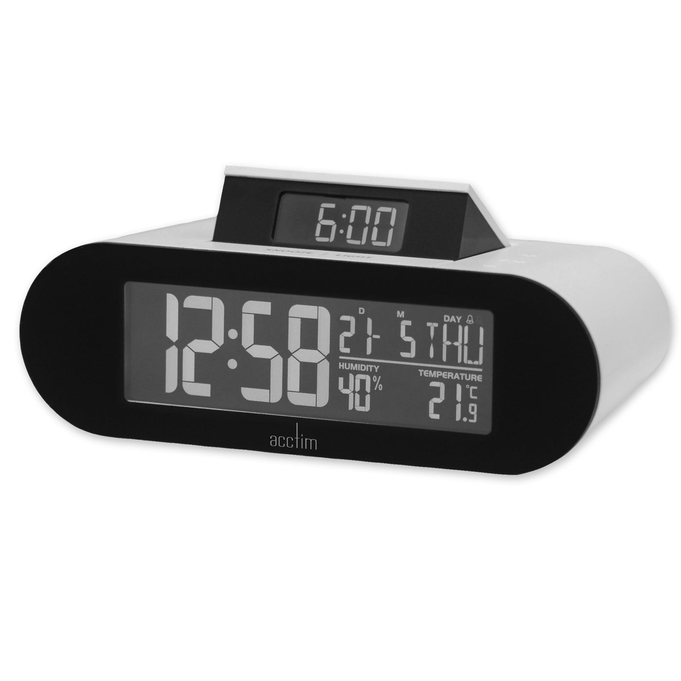 Acctim Kian LCD HUD Alarm Clock Matt White - timeframedclocks