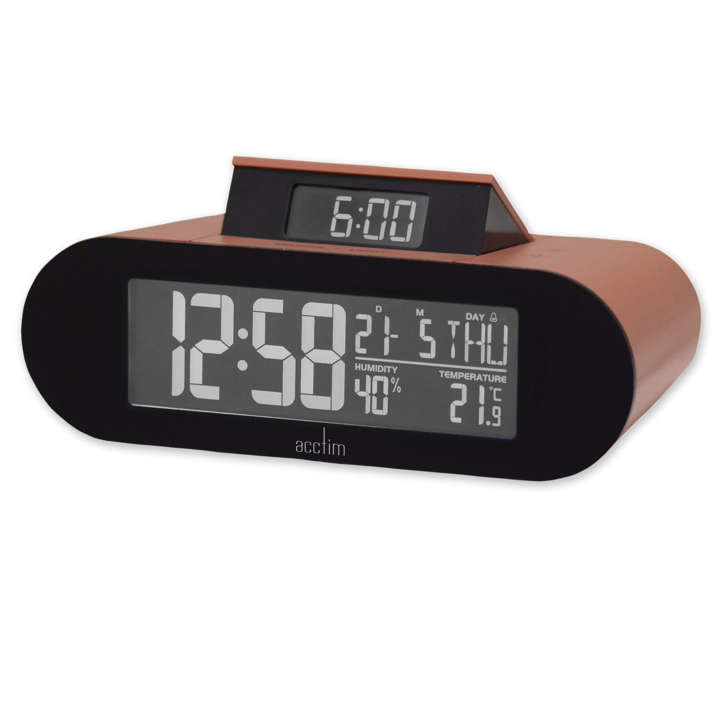 Acctim Kian LCD HUD Alarm Clock Soft Coral - timeframedclocks