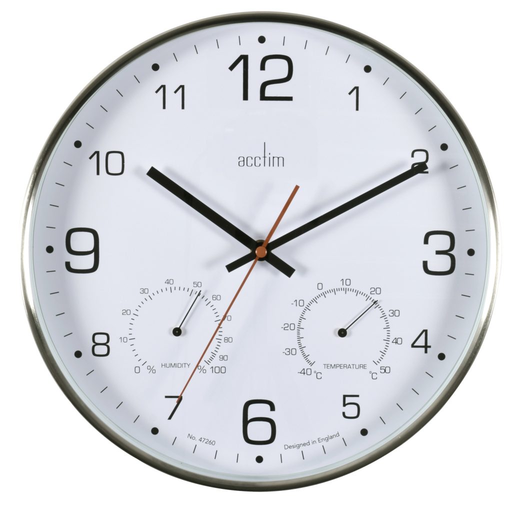 Acctim Komfort Wall Clock Brushed Metal Silver – timeframed clocks