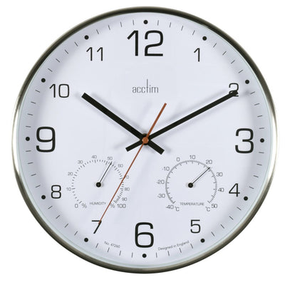 Acctim Komfort Wall Clock Brushed Metal Silver - timeframedclocks