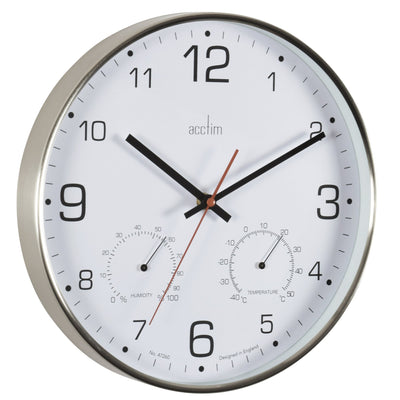 Acctim Komfort Wall Clock Brushed Metal Silver - timeframedclocks