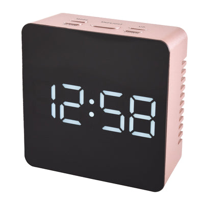 Acctim Lexington Digital Mirrored Alarm Clock Rose Gold - timeframedclocks