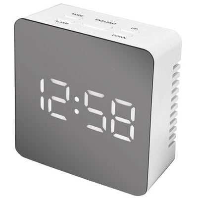 Acctim Lexington Digital Mirrored Alarm Clock White *NEW* - timeframedclocks