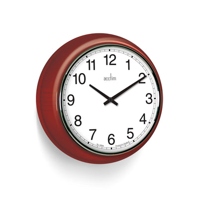 Acctim Lorene Metal Cased Wall Clock Red - timeframedclocks