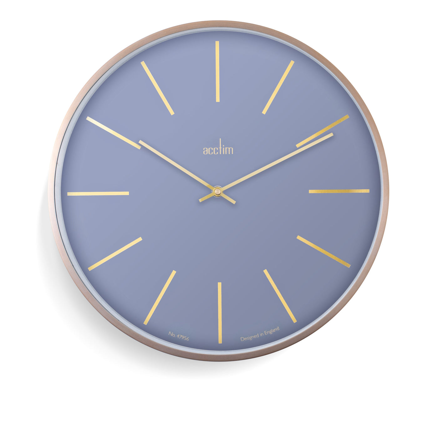 Acctim Luxe Wall Clock London Sky Blue Brass - timeframedclocks