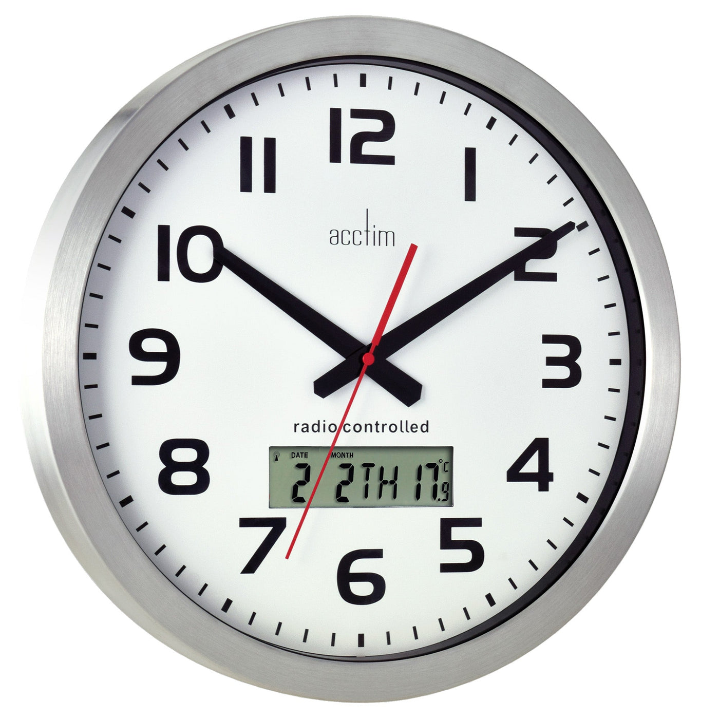Acctim Meridian Radio Controlled Wall Clock Silver *STOCK DUE MARCH* - timeframedclocks