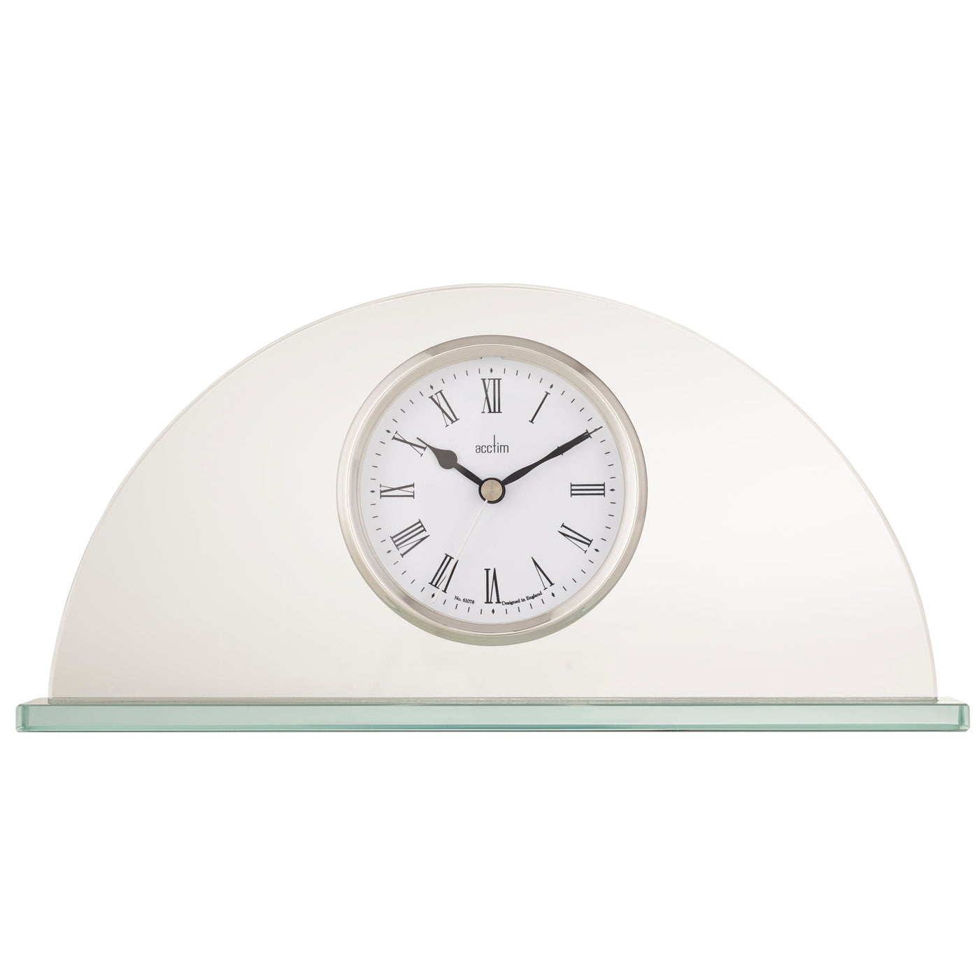 Acctim Milton Half Moon Mantel Clock Glass Silver - timeframedclocks
