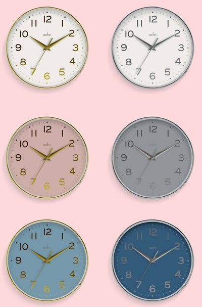 Acctim Rand Wall Clock Chrome/Blue *NEW* - timeframedclocks