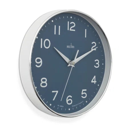 Acctim Rand Wall Clock Chrome/Blue *NEW* - timeframedclocks