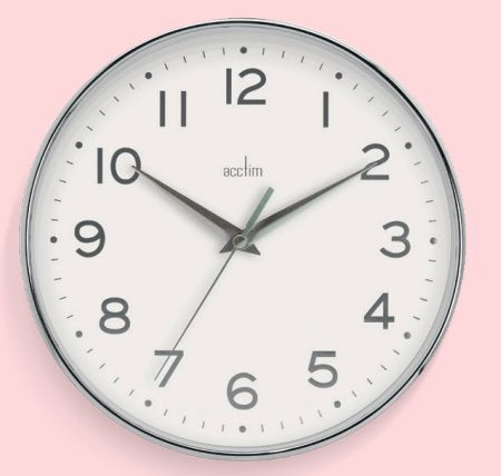 Acctim Rand Wall Clock Chrome/White *NEW* - timeframedclocks