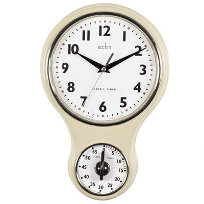 Acctim Retro Style Kitchen Time Mechanical Clock & Timer Cream *NEW* - timeframedclocks