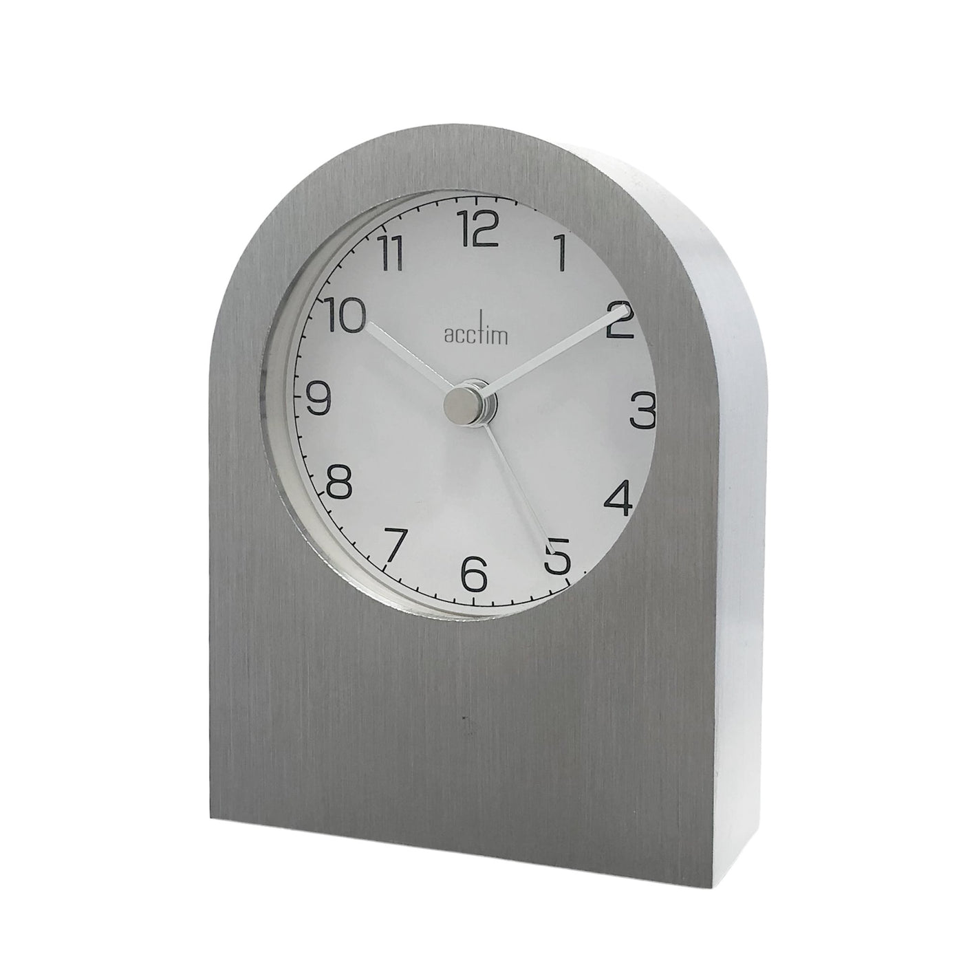 Acctim Sutherland Metal Table Alarm Clock Aluminium - timeframedclocks