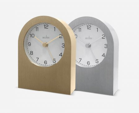 Acctim Sutherland Metal Table Alarm Clock Champagne - timeframedclocks