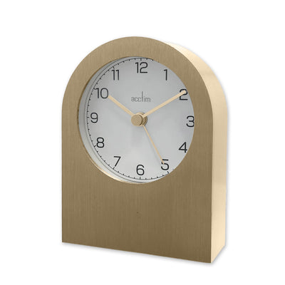 Acctim Sutherland Metal Table Alarm Clock Champagne - timeframedclocks