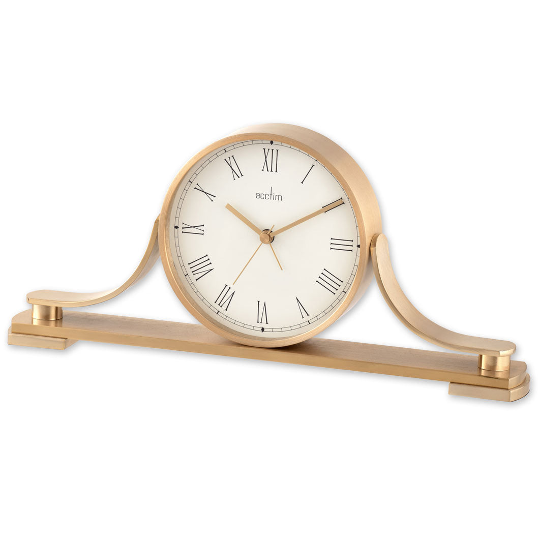 Acctim Wardley Napoleon Alarm Table Clock Brass Effect - timeframedclocks