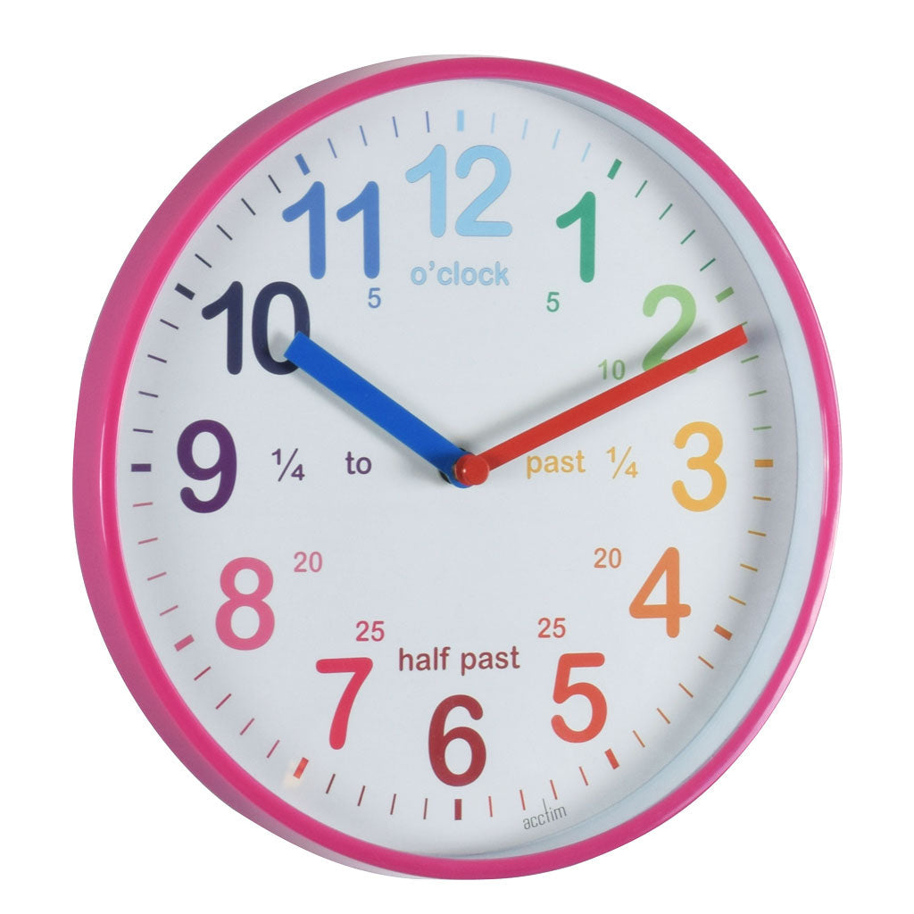 Acctim Wickford Children's Wall Clock Pink - timeframedclocks