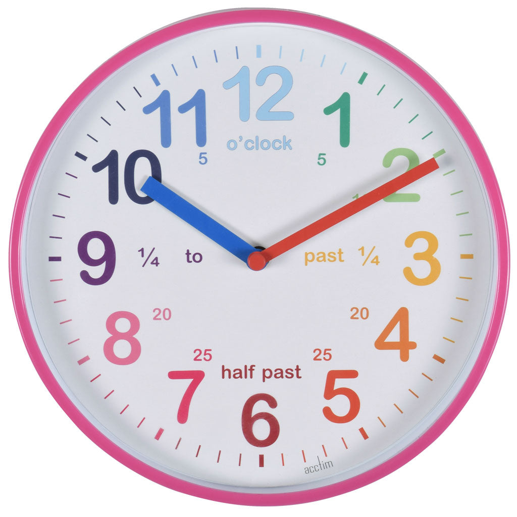 Acctim Wickford Children's Wall Clock Pink - timeframedclocks