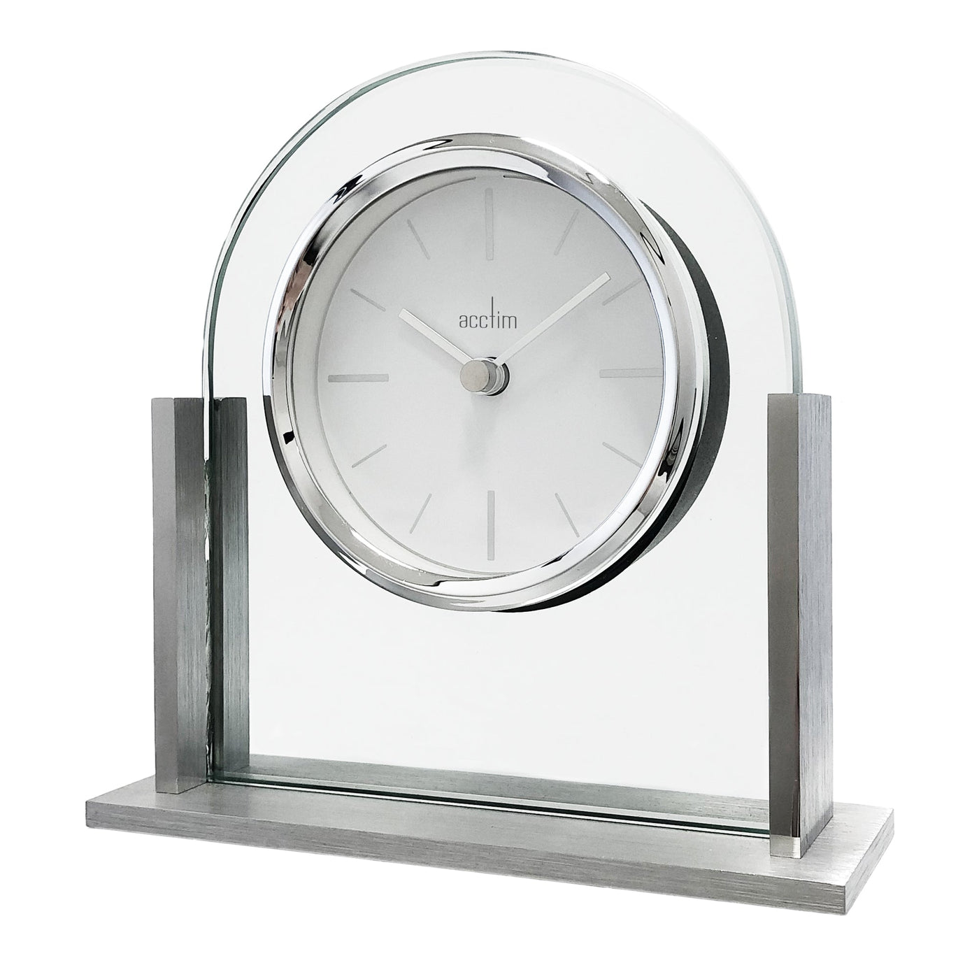 Acctim Wootton Arched Mantle Clock Brushed Silver - timeframedclocks