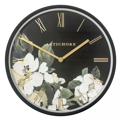 Artichoke Blossom Wall Clock 9" (21 cm) Black - timeframedclocks